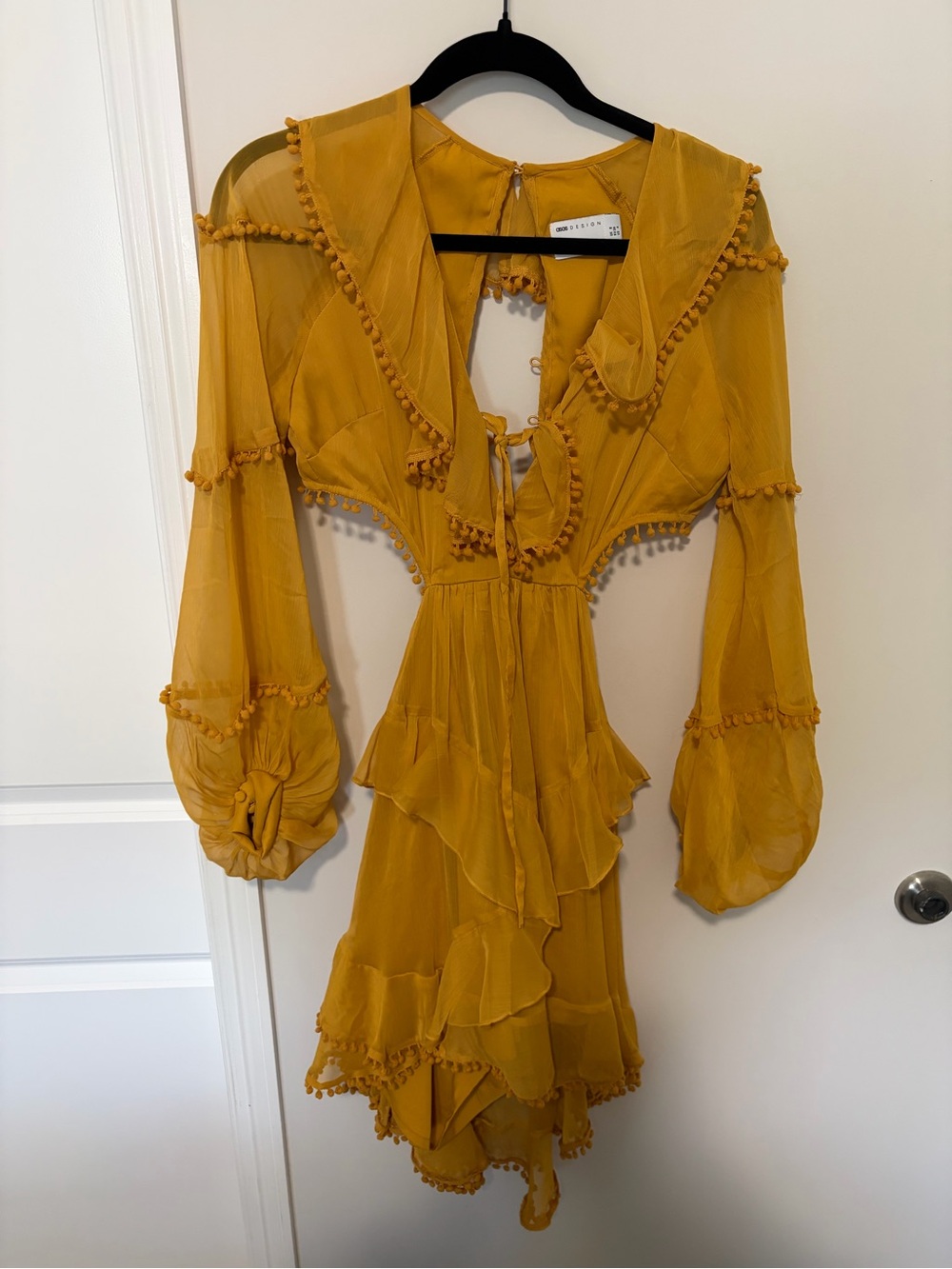 ASOS Golden Yellow Ruffle Mini Dress - Picture 4 of 6